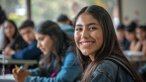 Portrait of a student in a classroom