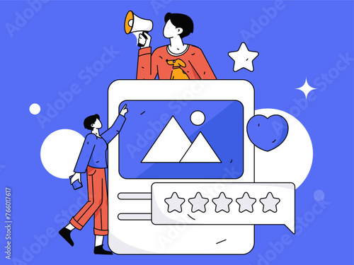 Virtual characters social communication concept business flat vector hand drawn illustration
