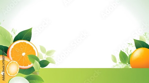 Fresh Citrus Banner with Leaves