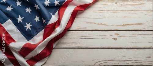 Happy memorial day concept made from american flag on white wooden background Memorial or Veterans Day, 4 July, independence day, labor day photo