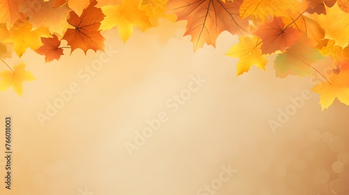 An elegant frame of colorful autumn leaves on a soft vintage background with ample space for text  perfect for fall-themed designs and invitations.