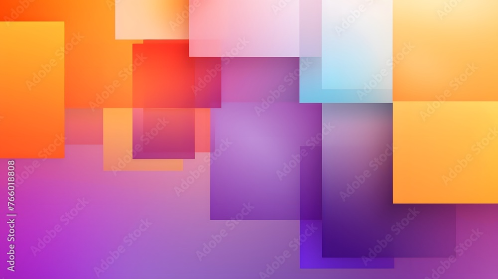 A modern abstract design with overlapping squares and rectangles in a gradient of warm purple to orange hues, suitable for creative or tech backgrounds.