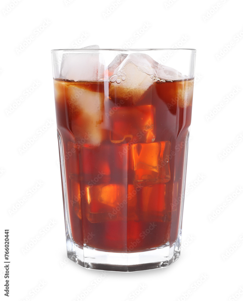 Glass of fresh iced coffee isolated on white Glass of fresh iced coffee isolated on white