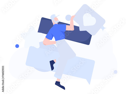 Virtual characters social communication concept business flat vector hand drawn illustration
