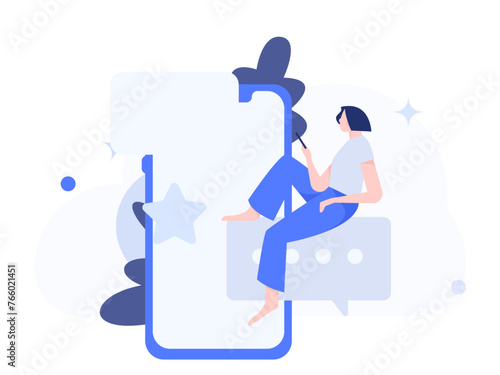 Virtual characters social communication concept business flat vector hand drawn illustration
