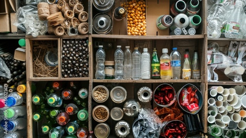 A photo showcasing an innovative recycling or upcycling project, where discarded materials are transformed into valuable products, emphasizing the potential of waste reduction.