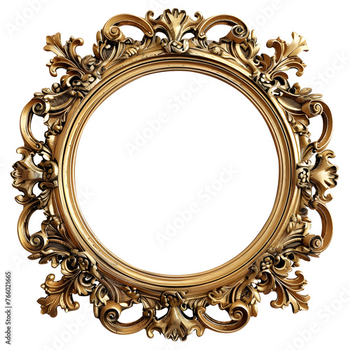 Gold Ornate Frame Isolated on White Background for Display or Decoration  © Ziyan Yang