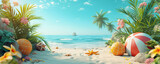 summer beach and palm tree background