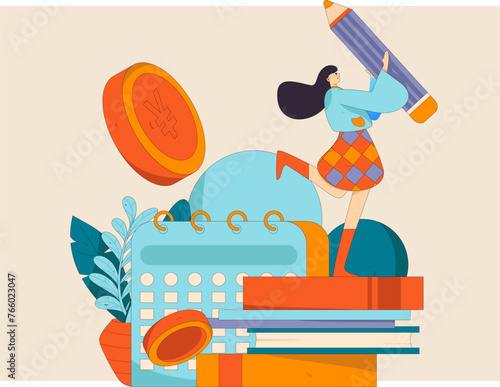Virtual characters social communication concept business flat vector hand drawn illustration
