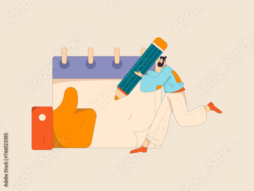 Virtual characters social communication concept business flat vector hand drawn illustration
