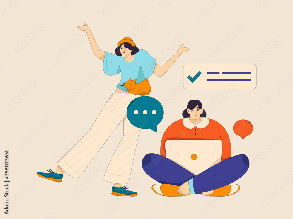 Virtual characters social communication concept business flat vector hand drawn illustration
Virtual characters social communication concept business flat vector hand drawn illustration