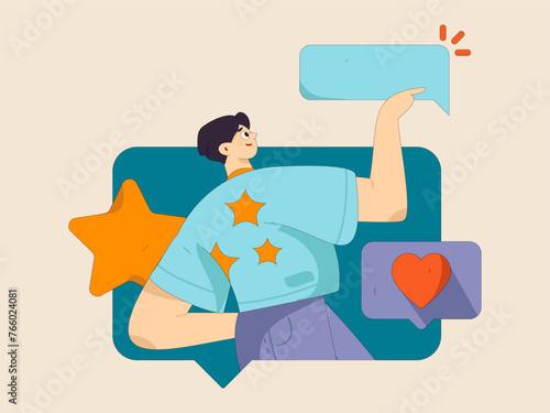 Virtual characters social communication concept business flat vector hand drawn illustration

