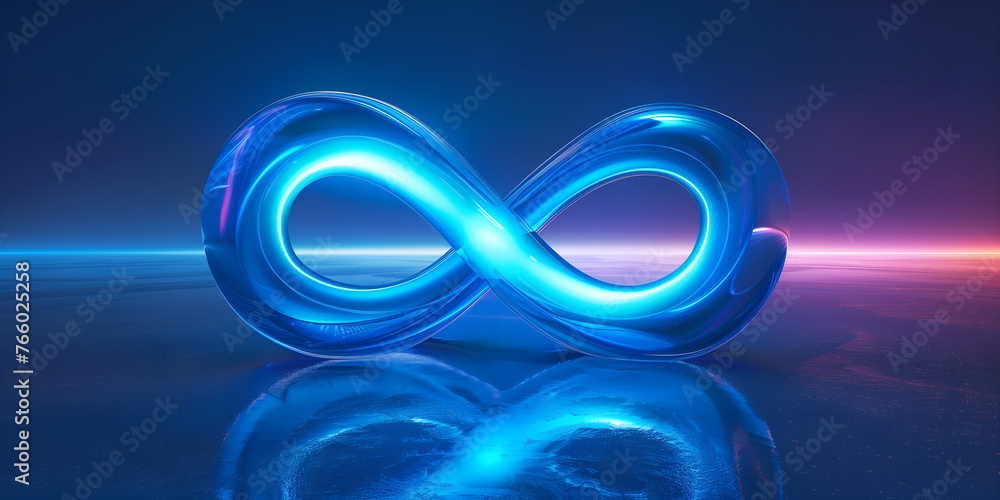 Infinity symbol neon light on dark background Infinity symbol neon light on dark background