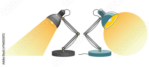 Set of Office Desk Lamp concept. Eps Vector