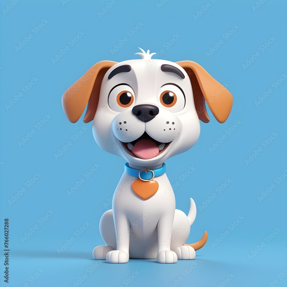 A cartoon dog character on the blue background A cartoon dog character on the blue background