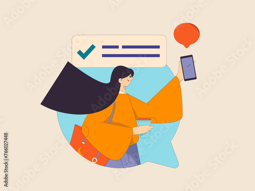 Virtual characters social communication concept business flat vector hand drawn illustration
