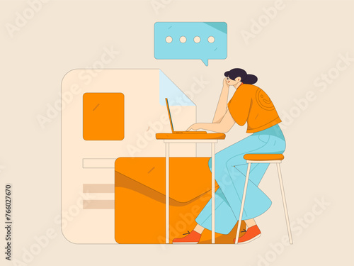 Virtual characters social communication concept business flat vector hand drawn illustration
