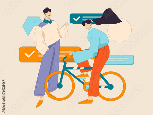 Virtual characters social communication concept business flat vector hand drawn illustration
