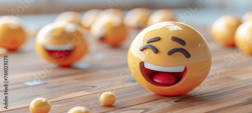 Cheerful emoticons  social media and communication background with joyful and laughing emojis photo