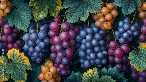 flat style grapes fruit illustration © Robin