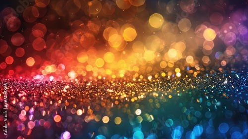 Rainbow of sparkling glittering lights abstract background