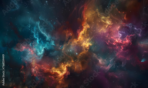 Dazzling night sky blends with a nebula's colors, creating a dreamscape that spans the spectrum of imagination, Generative AI 