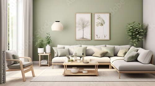 Modern elegant living room interior composition with sophisticated background  © Faisal