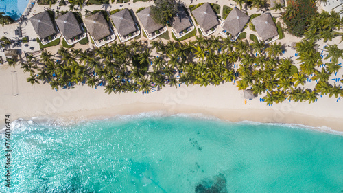 Top View of a Caribbean Resort and the Ocean
