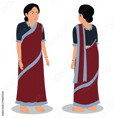 Indian women cartoon character design for 2d animation