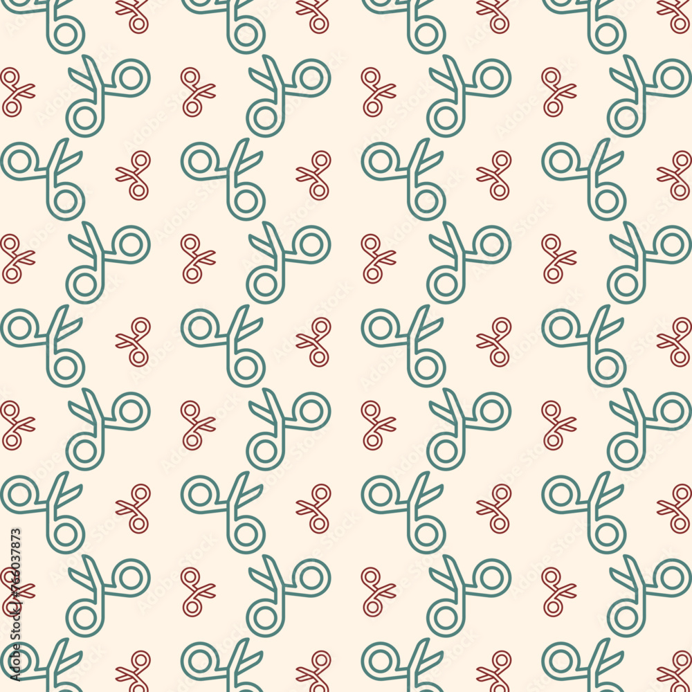 Scissors unique trendy multicolor repeating pattern vector illustration background