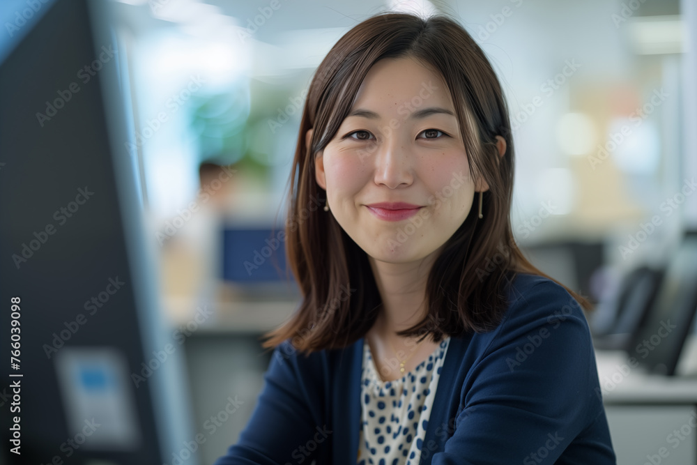 Professional asian businesswoman smiling at the office Professional asian businesswoman smiling at the office