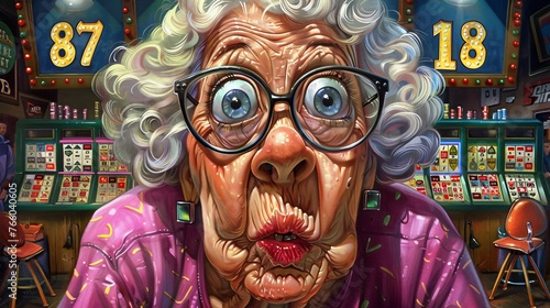 Older lady enjoying and paying