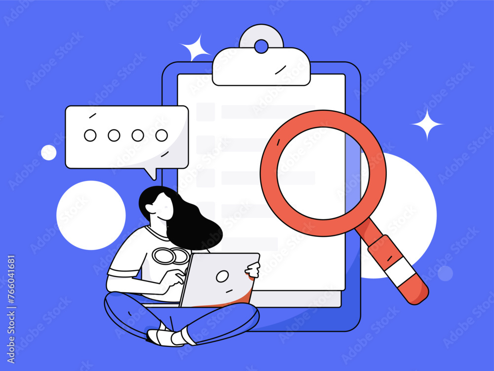 Invite friends to conduct questionnaire flat vector concept operation hand drawn illustration
