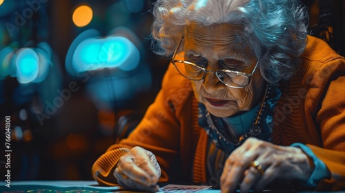 Older lady enjoying and playing © MDQDigital