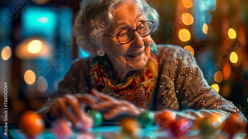 Older lady enjoying and playing