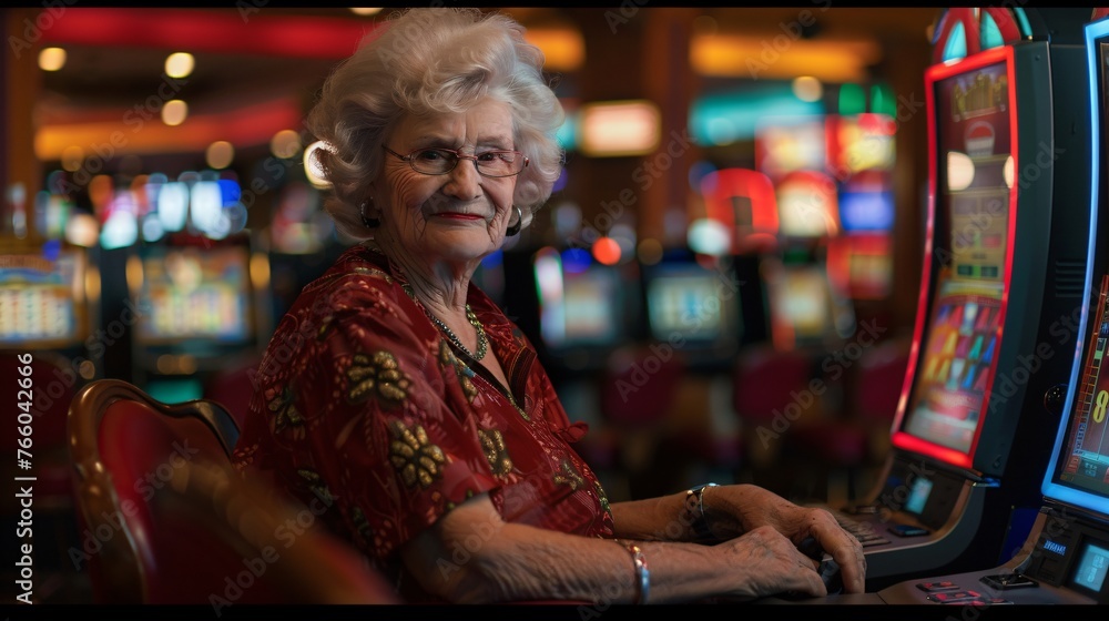Older lady enjoying and playing Older lady enjoying and playing