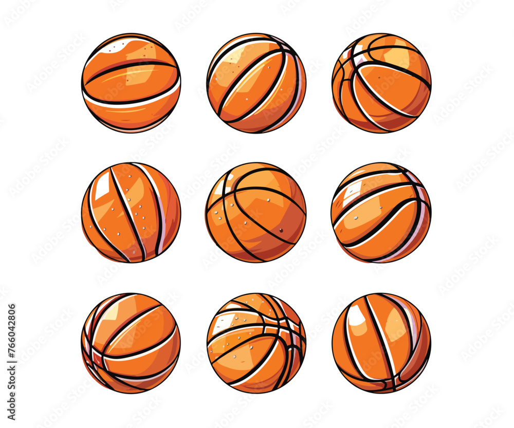 set of basket ball logo illustration