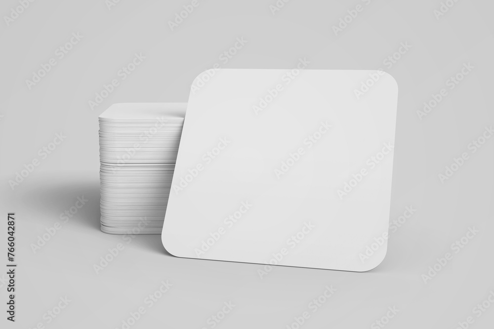 empty blank minimal clean stacked square ratio brand stationery business name card identity paper with round edges realistic mockup isolated 3d render illustration empty blank minimal clean stacked square ratio brand stationery business name card identity paper with round edges realistic mockup isolated 3d render illustration
