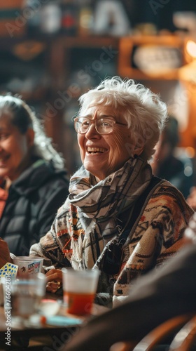 Older lady enjoying and playing