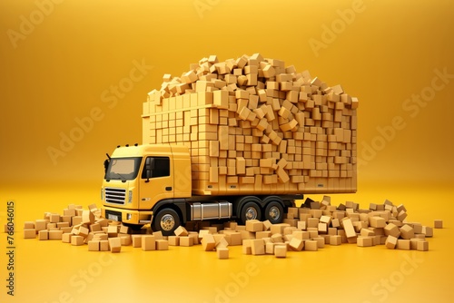 3D illustration of economy and logistics on yellow background the illustration is centered in the image and has free margins ,dslr hd quality