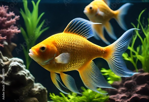 golden fish in aquarium 