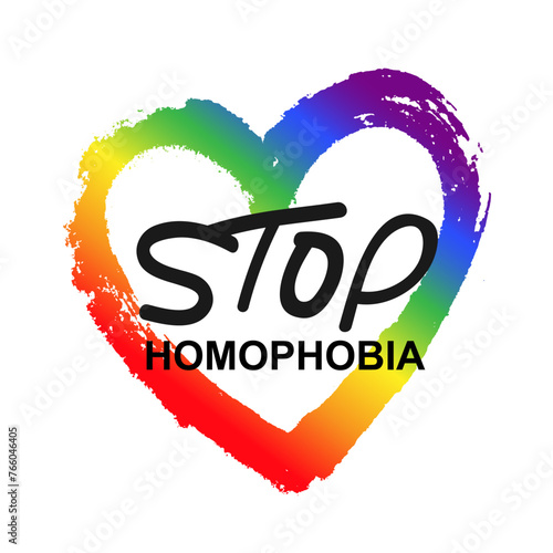 Hand-drawn rainbow heart. Stop homophobia. International Day against Homophobia, Transphobia and Biphobia.