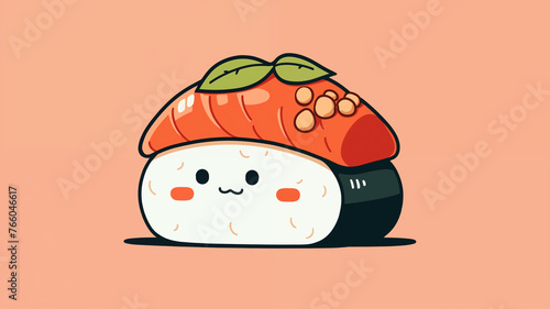 Hand drawn cartoon cute sushi illustration
