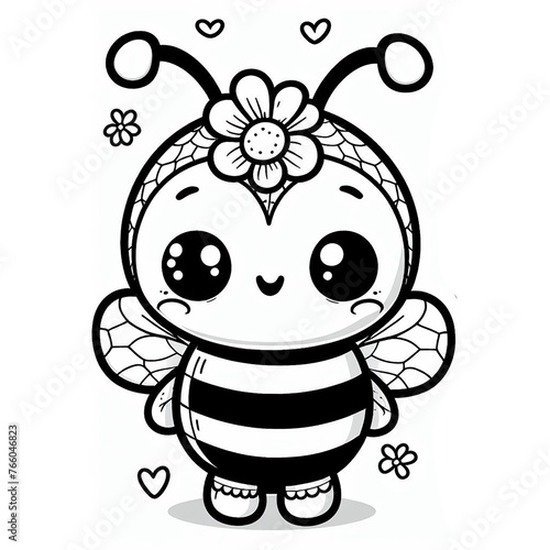 Coloring Book For Kids, cute Bee