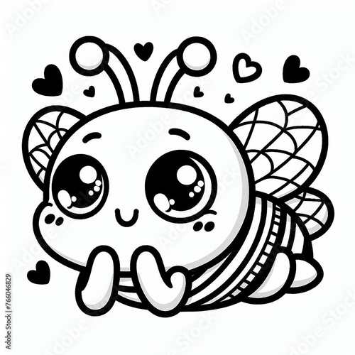 Coloring Book For Kids, cute Bee