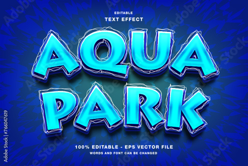 Aqua Park 3d Editable Text Effect Template Style Premium Vector