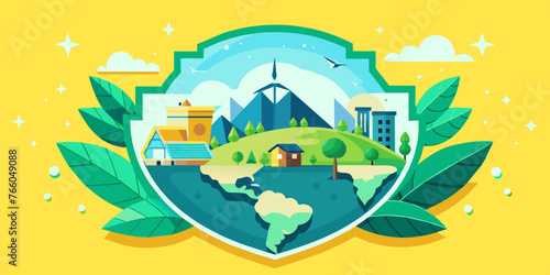 Heal the Planet: Vibrant word Earth Day Vector Art