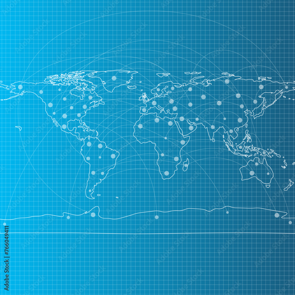 Map of the World with Grid Map of the World with Grid