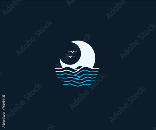 Obraz na płótnie river moon logo design template w salonie