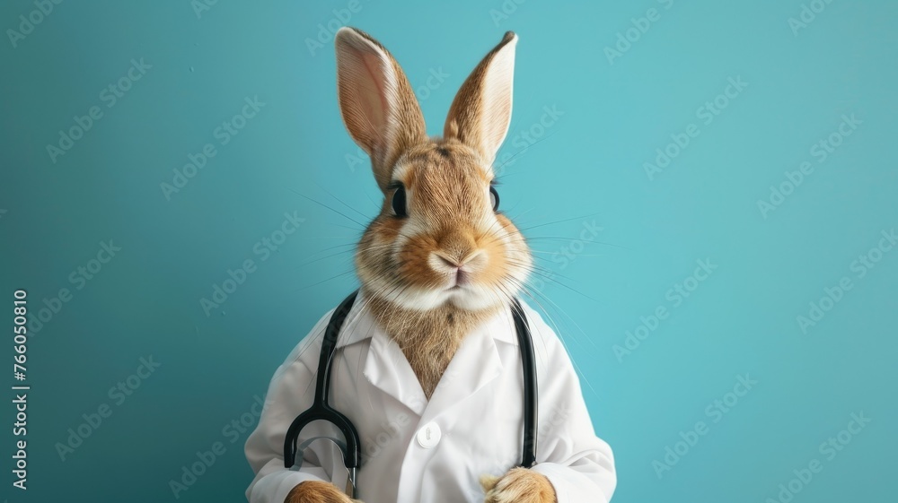 Rabbit in doctor costume with stethoscope - Cute rabbit dressed as a ...
